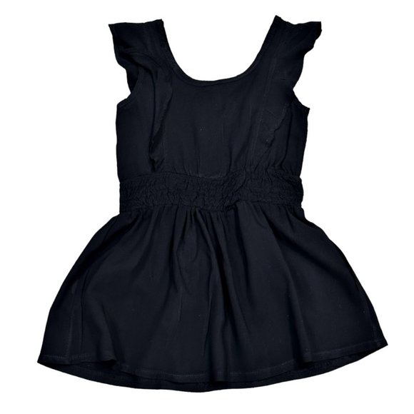 Kensie Girl's Flutter Sleeve Black Tank Top Size 6X Metallic Embroidered Detail - Picture 3 of 5